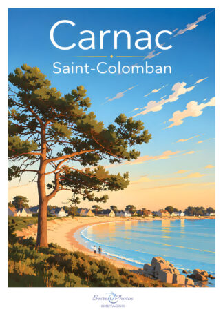 Affiche illustrée — Carnac, plage Saint-Colomban — Bretagne, par Besrest-Photos