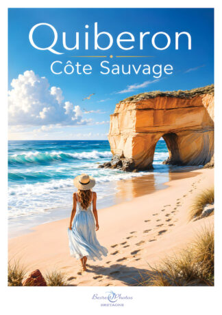 Affiche illustrée — Quiberon, la Côte Sauvage — Bretagne, par Besrest-Photos