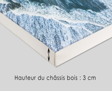 Tirage toile — détail châssis bois 3 cm