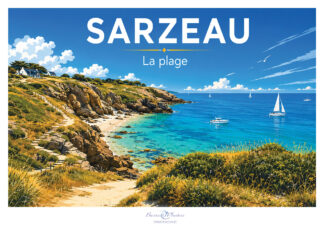 Affiche illustrée — Sarzeau, la plage — Bretagne, par Besrest-Photos